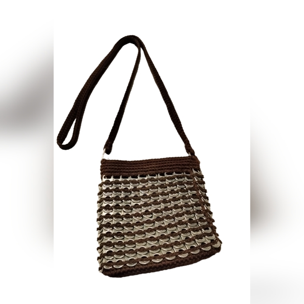 Unique‎ Pop top crossbody Brown Crochet Bag